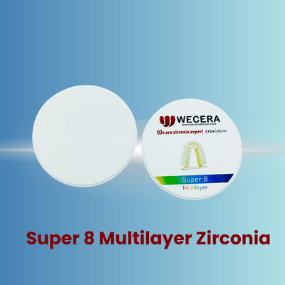 1200 Mpa Strength Multilayer Zirconia Disc Composed of 8 Layers and Thickness Sizes from 10mm to 25mm Designed for Dental